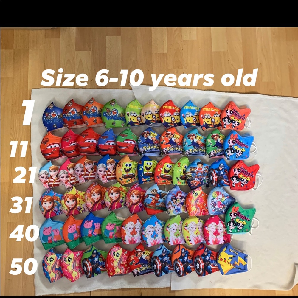 $15 for 10 masks kid size 6-9 years old
